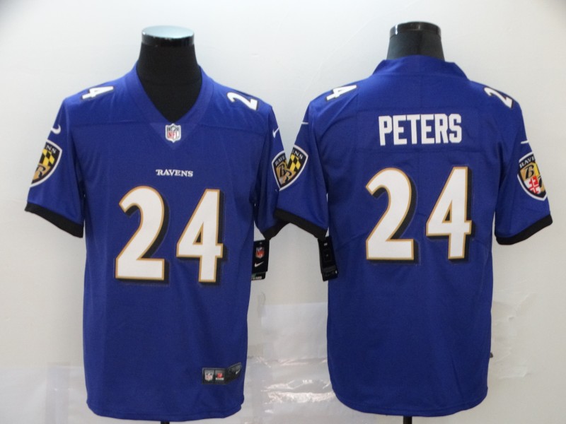 Men's Baltimore Ravens Marcus Peters #24 Purple Jersey